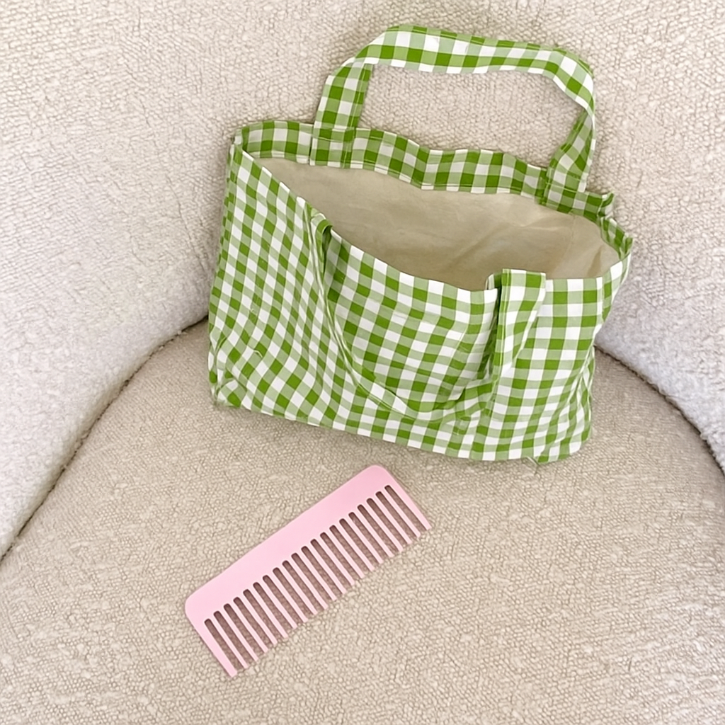 GREEN CHEQUERED TOTE BAG