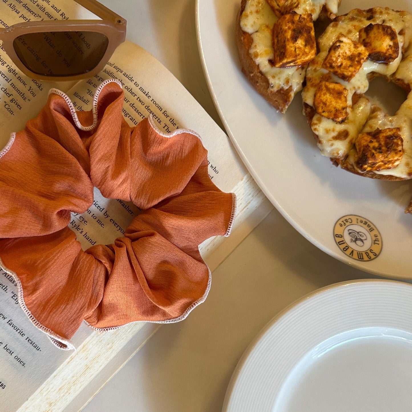 RUSTY ORANGE LINEN SCRUNCHIE